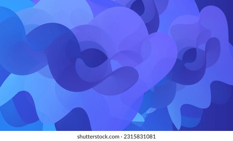 3D fluid wavy shape. Bright cloudy futuristic background. Vibrant gradient flow in abstract music sound waves. Dynamic liquid texture. Creative vector template for trendy cover design.