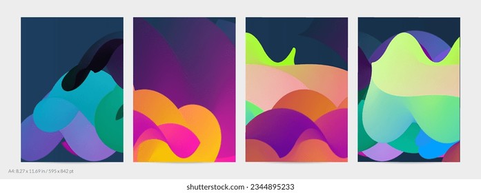 Forma ondulada del fluido 3D. Luminoso fondo futurista nublado. El gradiente vibrante fluye en ondas de sonido de música abstractas. Textura líquida dinámica. Plantilla vectorial creativa para diseño de volante de moda.