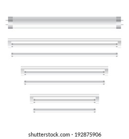 3d fluorescent light vector on isolated white background