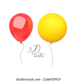 3D flying balloons set. Glossy and matte
