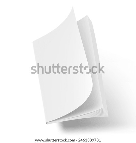 3D Flying Book Or Brochure With Clear Cover Isolated On White Background. EPS10 Vector