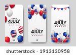 3d flying colorful balloon with american flag frame for american independence day 4th july usa with white background