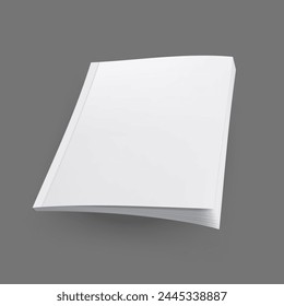 3D Flying Cover Of Clear Brochure Isolated On White Background. EPS10 Vector