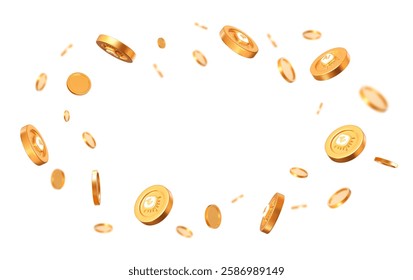 3d flying golden coins with chip artificial intelligence with different angles. Stock vector illustration on isolated background.	
