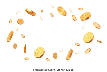 3d flying golden golden coins of Philippine Peso. Rich or casino luck concept. Precious expensive treasure. Stock vector illustration.	
