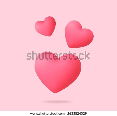 3d flying hearts icon, isolated on background. Flying love symbol in 3d vector