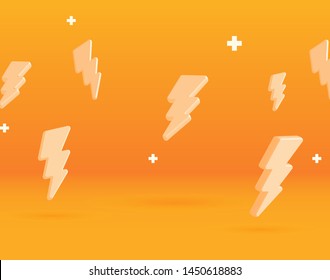 3D Flying Lightning Bolt With Different Size And Angle. Design Elements For Web, Internet, App, Advertisement, Promotion. Vector.