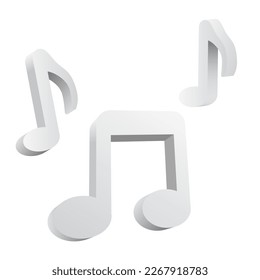 3D Flying Music Notes From Melody On White. EPS10 Vector