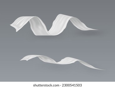 Piezas De Tejido Blanco Volador 3D. Vector EPS10