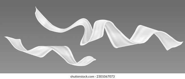 Piezas De Tejido Blanco Volador 3D. Vector EPS10