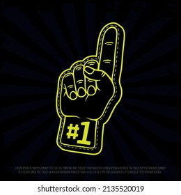 3d foam finger - fan finger. Modern professional vector.