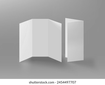 3D Folded Brochure Isolated On Gray Background. EPS10 Vector