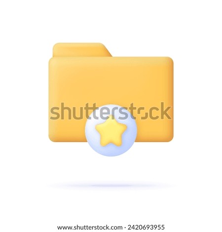 3D Folder bookmark for favorite media file. Best, favorite, rating symbol. Trendy and modern vector un 3d style