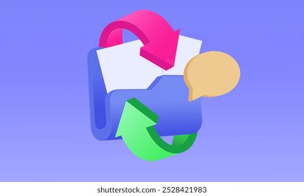 3d folder files update remote upload download icon new idea design vector.vector icon 3d illustration