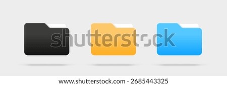 3d folder icon isolated on white background. File transfer icon. Document symbol. 3d file icon. Binder sign modern, simple, vector, icon for website design, mobile app, ui.