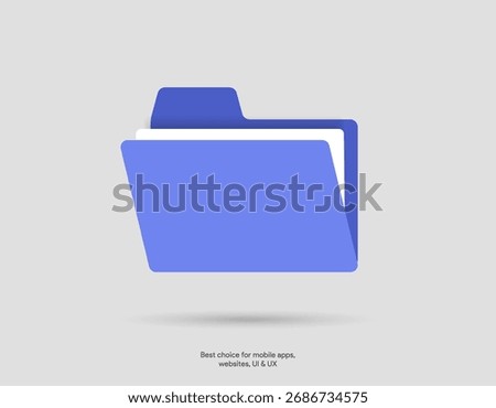 3d folder icon isolated on white background. Document symbol. 3d file icon. Binder sign modern, simple, vector, icon for website design, mobile app, ui. Vector Illustration