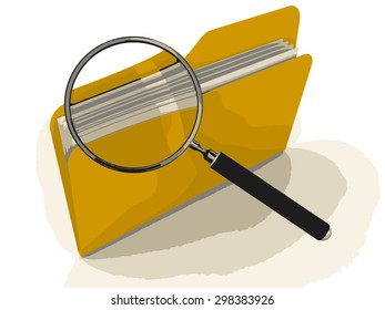 3D Folder with Magnifying Glass