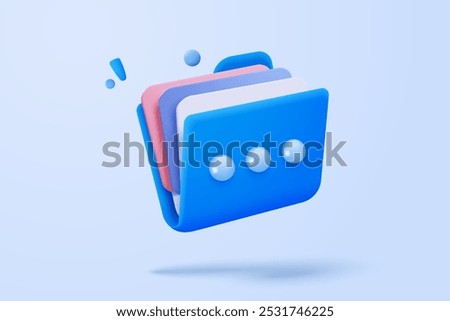 3d folder and paper for management multimedia movie file, paperwork multiple signs on database. Image and video document minimal folder icon. 3d cinema icon vector render illustration