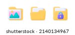 3d folder set for web design. Yellow folder 3d icon. Vector set illustration. 3d vector icon illustration