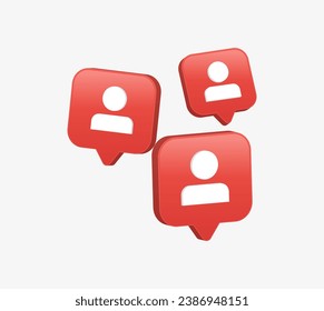 3d follower in speech bubble icon. social media notification icons in speech bubble ; follow user icon signs - followers chat bubbles social network post reactions collection set. vector illustration