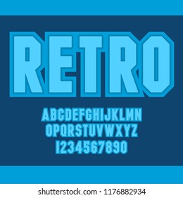 3d font alphabet. chopped type, serif font. Letters and numbers. Vector illustration