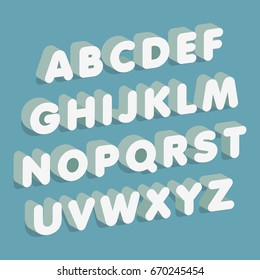 3d font. Alphabet letters. Vector illustration.