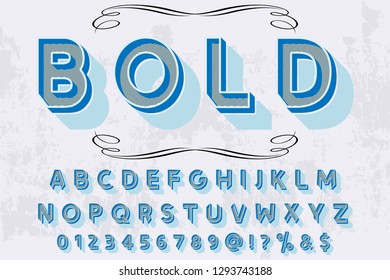 3d Font alphabet Script Typeface handcrafted handwritten vector label design named bold