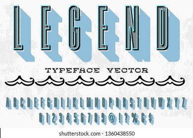 3d Font alphabet Script Typeface handcrafted handwritten vector label design named vintage legend