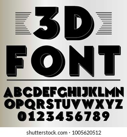 3d font alphabet typeface black vector
