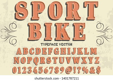 3d Font alphabet Typeface handcrafted vector label design sport bike