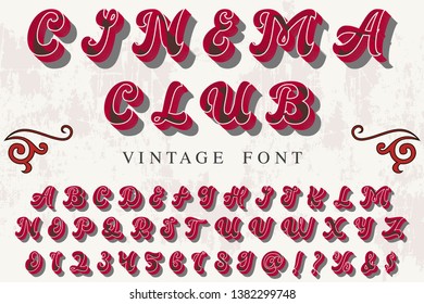 3d font alphabet typeface vector named cinema club