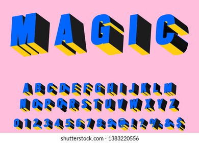 3d font alphabet typeface vector named magic