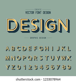 3D font and alphabet vector, Shadow design typeface and number, Graphic text on background