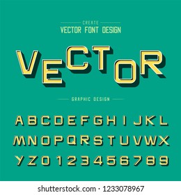 3D font and alphabet vector, Shadow design typeface letter and number, Graphic text on background