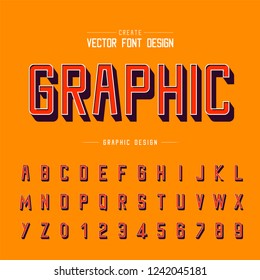 3D font and alphabet vector, Shadow typeface and letter number design, Graphic text on background