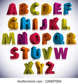 3D font, big colorful letters standing, vector eps 8.