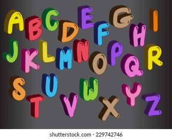 3D font, big colorful letters standing, vector eps 10