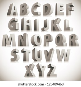 3D font, big white letters standing, vector eps 8.