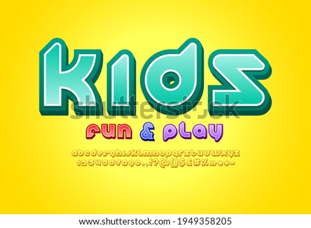 3D font, bright rounded alphabet, letters A, B, C, D, E, F, G, H, I, J, K, L, M, N, O, P, Q, R, S, T, U, V, W, X, Y, Z and numbers 0, 1, 2, 3, 4, 5, 6, 7, 8, 9, vector illustration 10eps