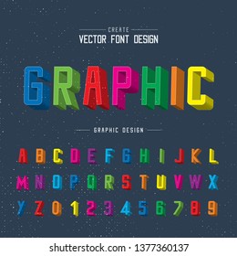 3D Font color and alphabet vector, Writing Typeface and letter design, Script Graphic text on background