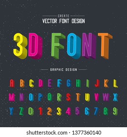 3D Font color and alphabet vector, Writing Letter typeface design, Script Graphic text on background
