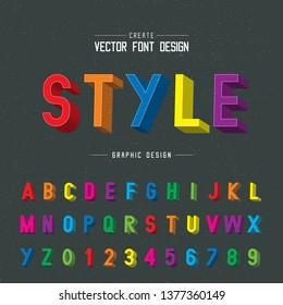 3D Font color and alphabet vector, Writing Style typeface letter design, Script graphic text on background