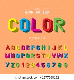 3D Font color and alphabet vector, Writing Typeface letter design, Script Graphic text on background