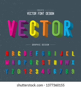 3D Font color and alphabet vector, Writing Letter style typeface design, Script Graphic text on background