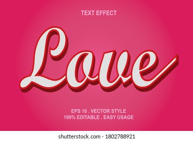 Efecto de fuente 3D con escritura de amor rosa