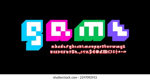3D font, geometric alphabet, letters and number, vector illustration 10eps