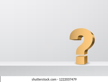 3D font gold character. question mark. Vector illustration