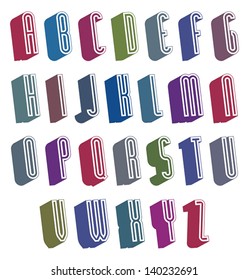 3d font with good style, simple shaped letters alphabet, great font for design, advertising, web and headlines.