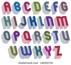 3d font with good style, simple shaped bold letters alphabet made with round shapes, great font for design, advertising, web and headlines.