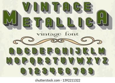 3d font handcrafted typeface vector vintage named vintage metallica